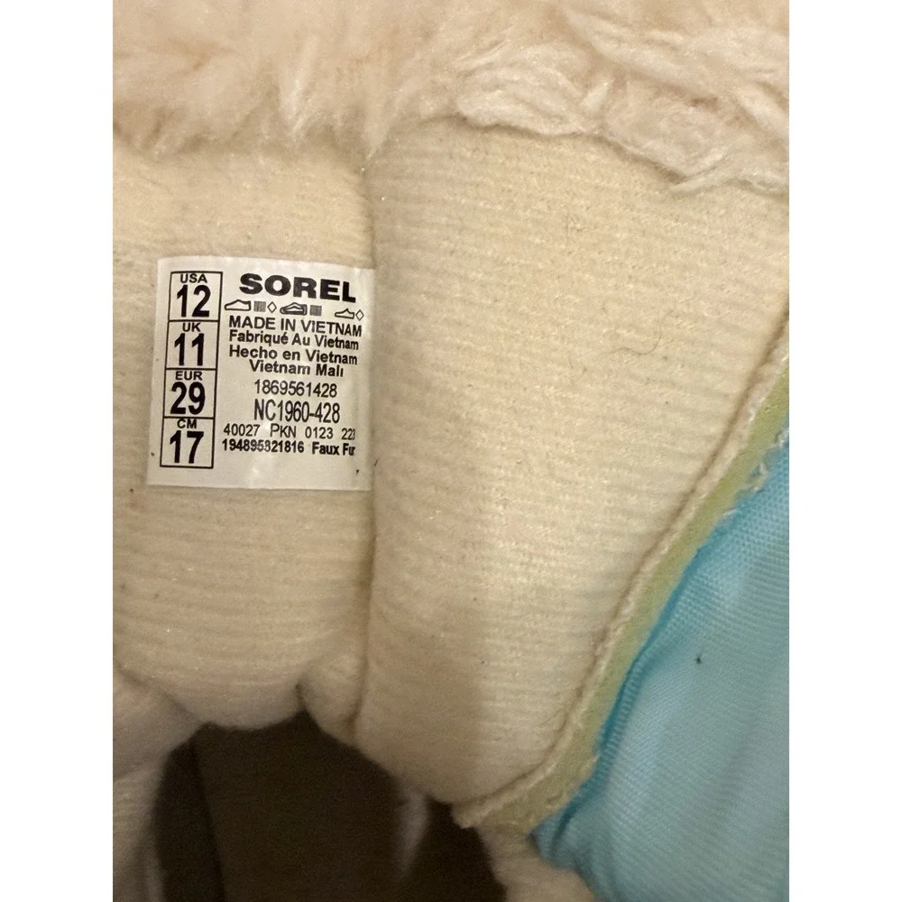 Sorel Kids Snow Boots Size 12 Blue Faux Fur Waterproof Winter Boots‎ NC1960